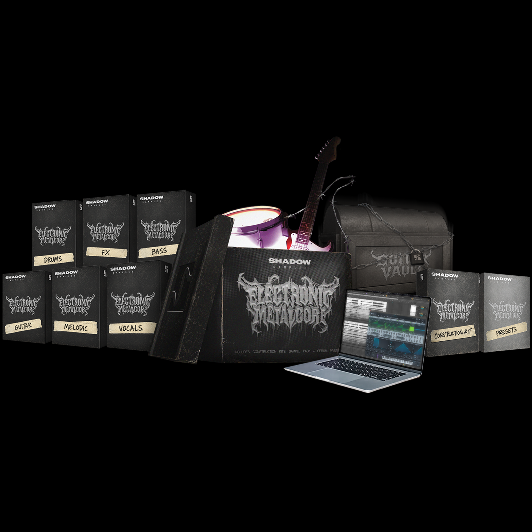 Shadow Samples Electronic Metalcore Collection Overview with Laptop Visual Asset