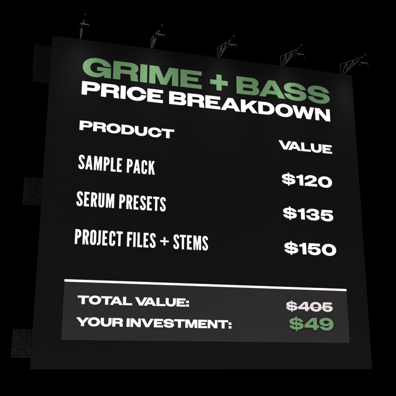 Shadow Samples Grime + Bass Price Breakdown Billboard Visual Asset Sample Pack Serum 2 Presets Project Files + Stems