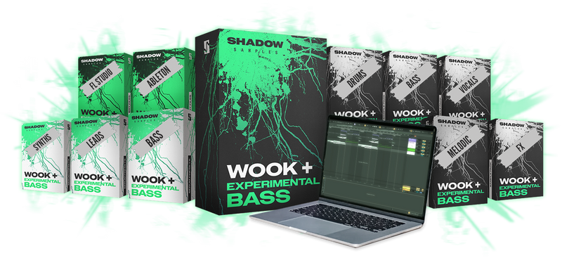 Shadow Samples Wook + Experimental Bass Overview Collection Individual Sample Pack Serum 2 Presets Project Files + Stems Ableton FL Studio Box Art